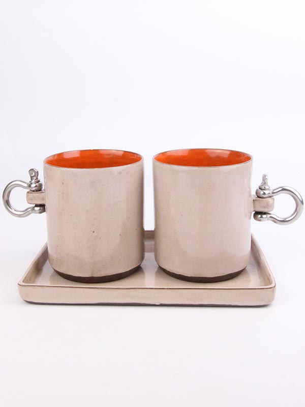 metal-kulplu-mug-2li-set Sailor El Yapımı Modern Kahve Fincanı