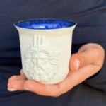 Poseidon Kabartmalı El Yapımı Kahve Fincanı, Okyanus Mavisi Yunan Mitolojisi 175 ml - Görsel 5